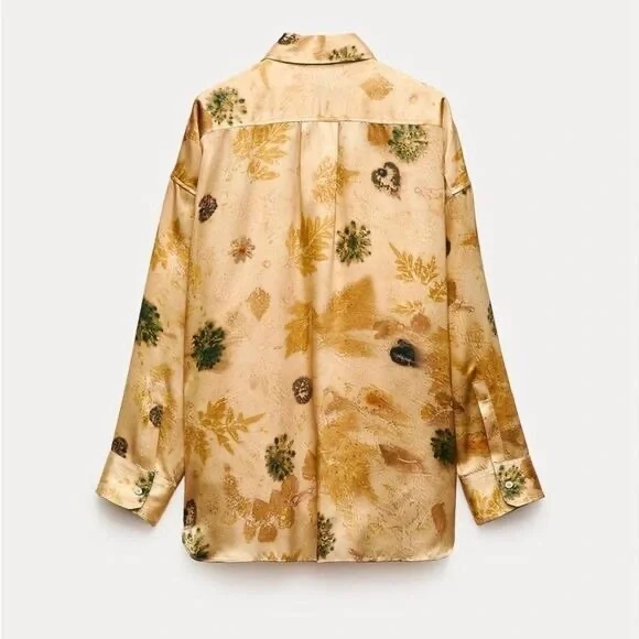 ZARA CO-ORD SET ZW COLLECTION PRINTED 100% SILK PANTS AND SHIRT
